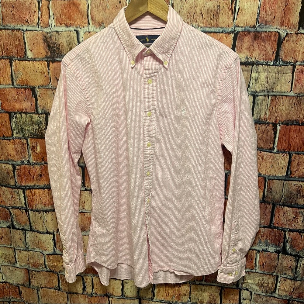 Polo Ralph Lauren Pink Seersucker Shirt | EUC | Large